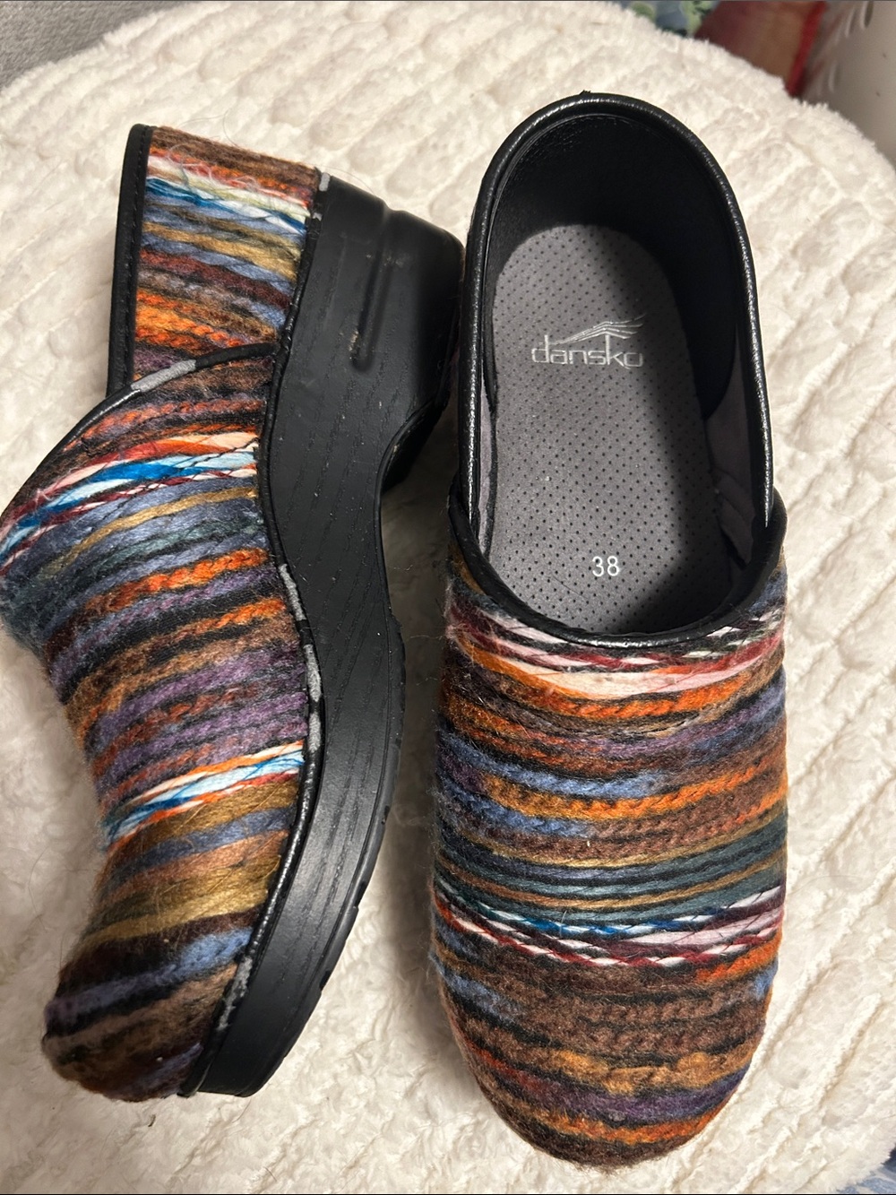 Dansko Multicolor Striped Wool Clogs - Picture 2 of 3